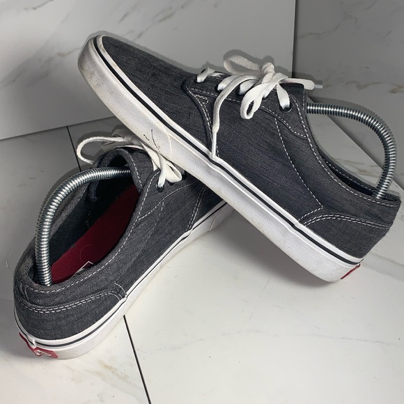 Vans Off The Wall Dark Grey Denim Casual Sneakers 500714 Shoes Men's Size 9.5 - Picture 1 of 8